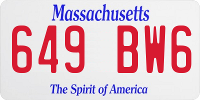 MA license plate 649BW6