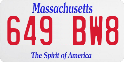 MA license plate 649BW8