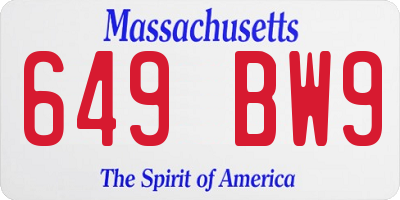 MA license plate 649BW9
