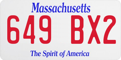 MA license plate 649BX2