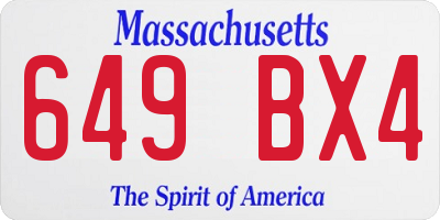MA license plate 649BX4
