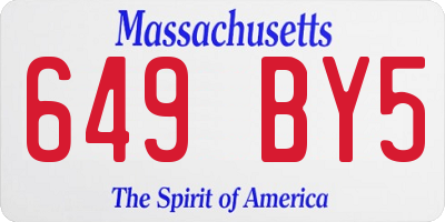 MA license plate 649BY5