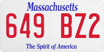 MA license plate 649BZ2