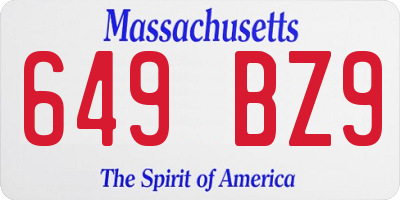 MA license plate 649BZ9