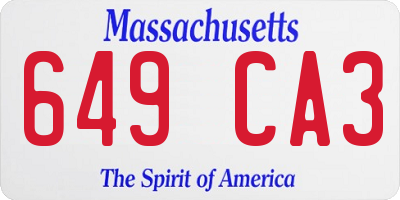 MA license plate 649CA3