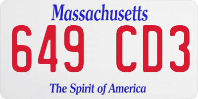 MA license plate 649CD3