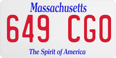 MA license plate 649CG0