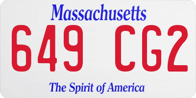MA license plate 649CG2