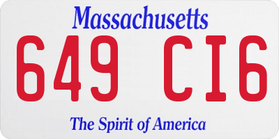 MA license plate 649CI6