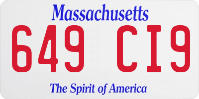 MA license plate 649CI9
