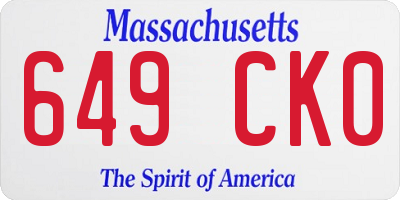 MA license plate 649CK0