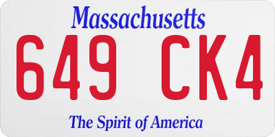 MA license plate 649CK4