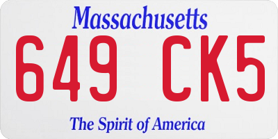 MA license plate 649CK5