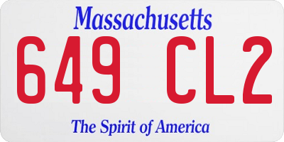 MA license plate 649CL2