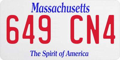 MA license plate 649CN4
