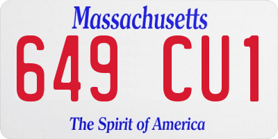 MA license plate 649CU1