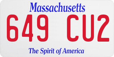 MA license plate 649CU2