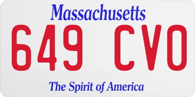 MA license plate 649CV0