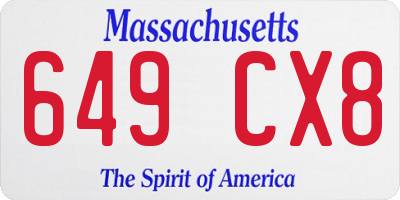 MA license plate 649CX8