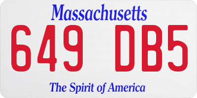 MA license plate 649DB5