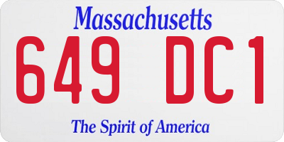 MA license plate 649DC1
