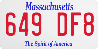 MA license plate 649DF8