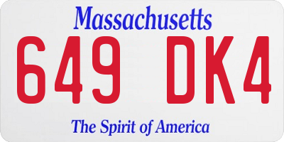 MA license plate 649DK4