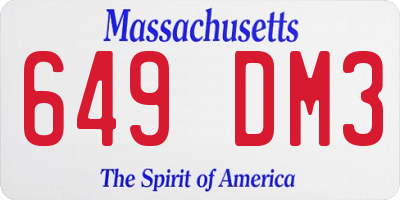 MA license plate 649DM3