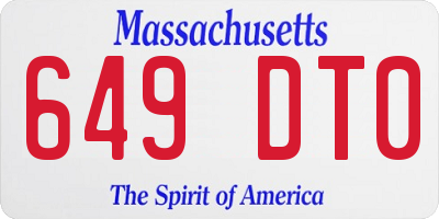 MA license plate 649DT0