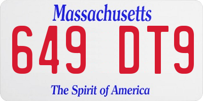 MA license plate 649DT9