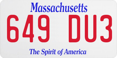 MA license plate 649DU3