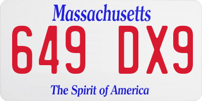 MA license plate 649DX9