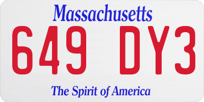 MA license plate 649DY3