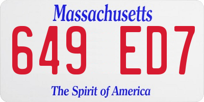 MA license plate 649ED7