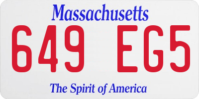 MA license plate 649EG5