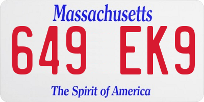 MA license plate 649EK9