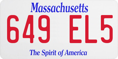 MA license plate 649EL5