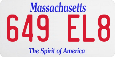 MA license plate 649EL8