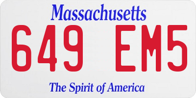 MA license plate 649EM5