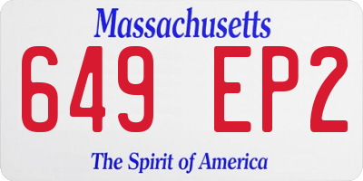 MA license plate 649EP2
