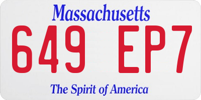MA license plate 649EP7