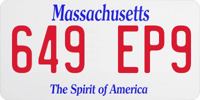 MA license plate 649EP9