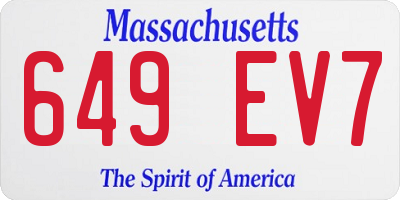 MA license plate 649EV7