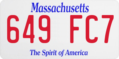 MA license plate 649FC7