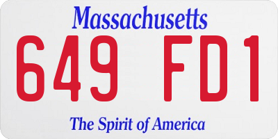 MA license plate 649FD1