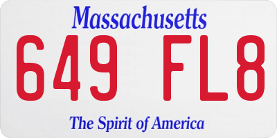 MA license plate 649FL8