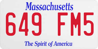 MA license plate 649FM5