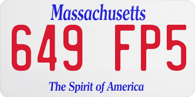 MA license plate 649FP5