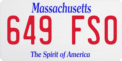 MA license plate 649FS0