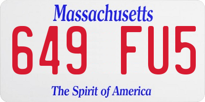MA license plate 649FU5
